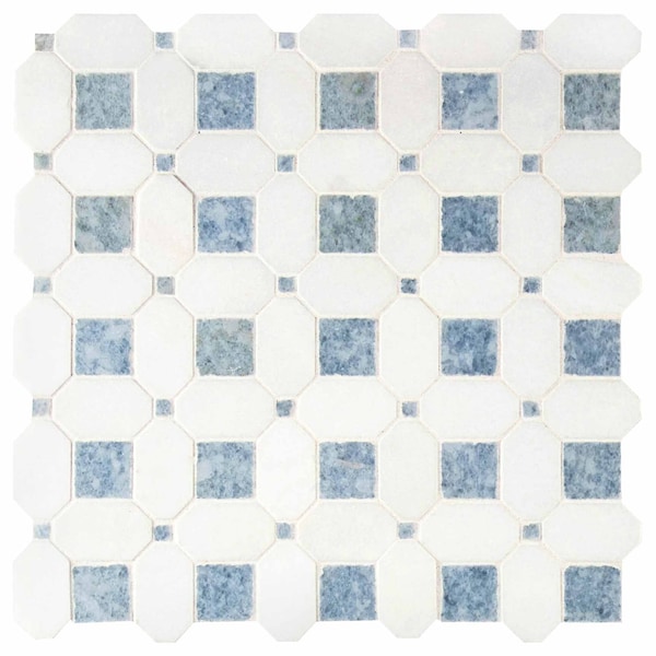 Azula Hatchwork 12 In. X 12 In. X 10Mm Polished Marble Mesh-Mounted Mosaic Tile, 10PK